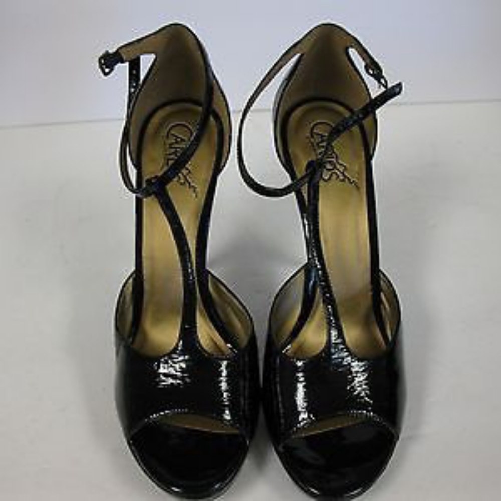 Carlos Santana black leather Open toe platform MJ